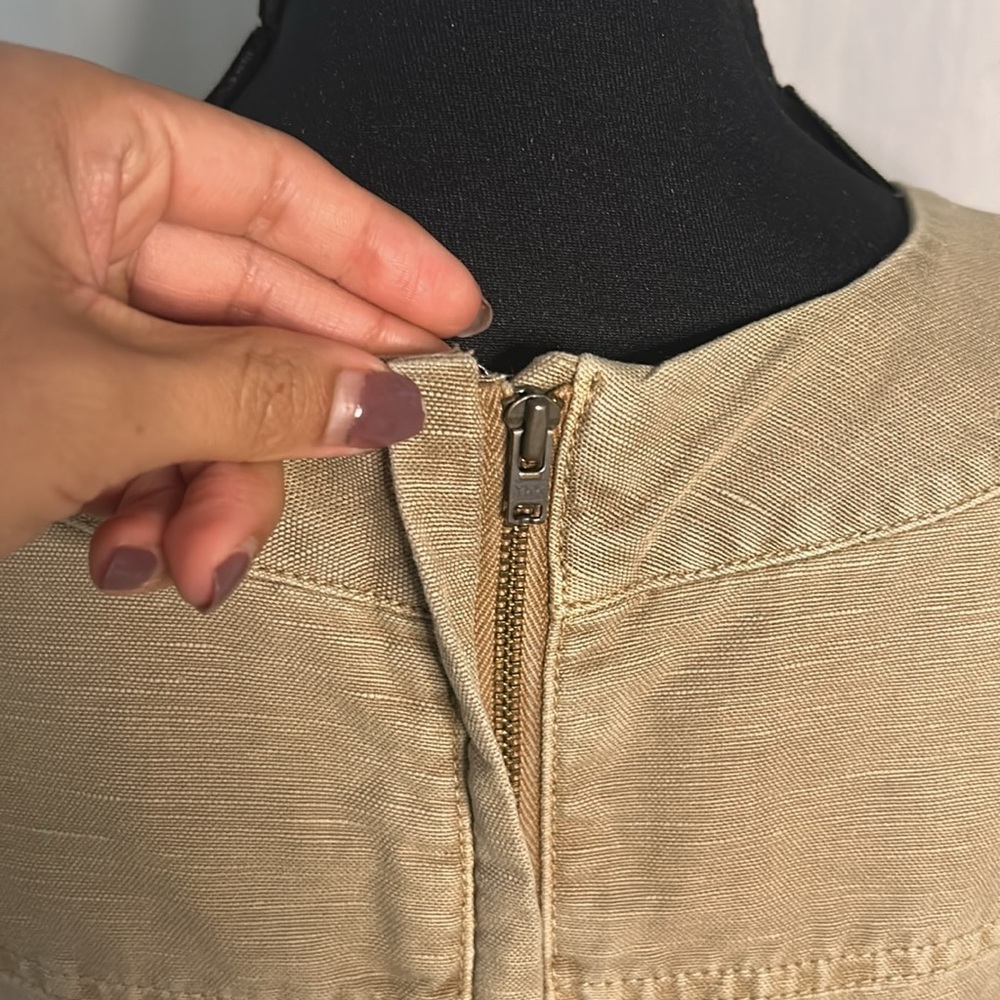 J. Crew Tan Lace-Up Casual Dress – Everyday Style with Pockets - Picture 5 of 7